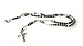 Shiny Jewelers USA Men's Hip Hop Jesus Cross Rosary Acrylic Beaded Long Fashion Necklace (Silver/Black)