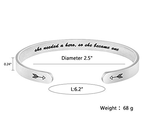 HIIXHC Inspirational Gifts Women Cuff Bracelet Bangle Stainless Steel Engraved Jewelry Gifts with Sayings & Words for Women, Teen Girls (1-pcs she Needed a hevo so she Became one)