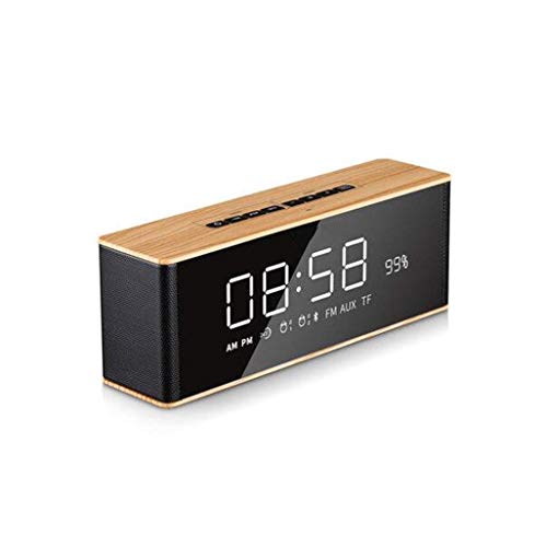 WSMLA Alarm Clock Bluetooth Speaker Dual Loud Alarm Clocks Radio for Bedrooms Bedside Heavy Sleepers Large LED Display Digital FM Radio Stereo Sound Snooze Battery Operated (Color : Gold)