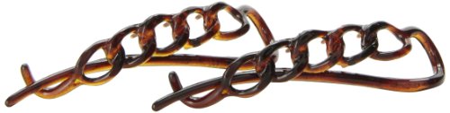 Caravan Non Metal Chain Slide Barrettes Made Of Celluloid Acetate In Tortoise Shell Pair