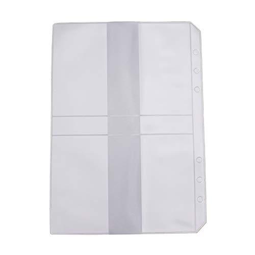 A5 Binder Zipper Pockets Name Card Bag 6 Holes Bill Pouch Notebook Refills Filler Organizer,Include 4 X Zipper Pouches +3 X Business Card Holder Pocket +2 X Plastic Page Marker Measuring Rulers - Thumbnail 2