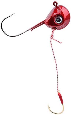 YSINFOD Red Fishing Lures Jig Heads Metal Fishing Hooks Artificial Baits Hook Mini Fish Head Double Hook Fishing Jigs (100g)