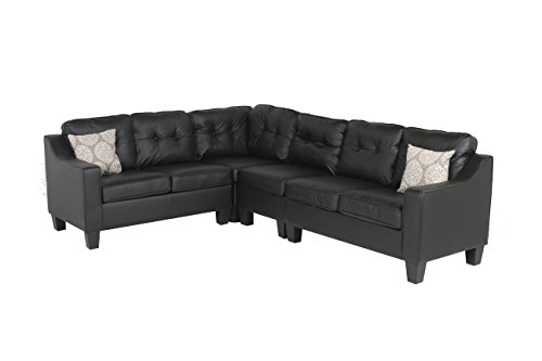 Oliver and Smith Fur_s295blackleather_Prime Sectional Sofa Black