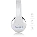 BestGot Kids Wired Headphones Boys Over Ear with Microphone for Kids Adult in-line Volume with Cloth Bag Foldable Headphone with 3.5mm Plug Removable Cord (White/Blue)