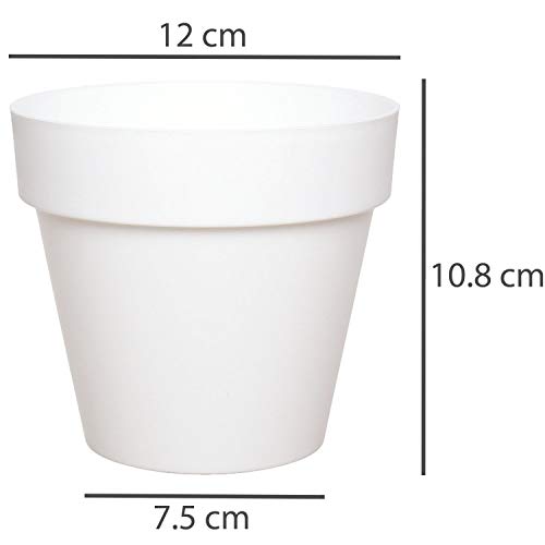 idea-station Blumentopf Set 6 x 12 cm - Weiss - Blumentöpfe aus Plastik - Übertöpfe matt – Bild 5