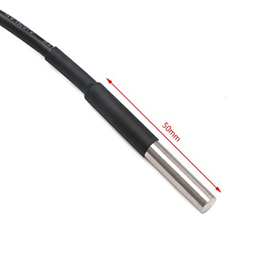 DROK Waterproof Temperature Sensor DS18B20-55℃ to +125℃ 1 Meter/39.37" Digital Temperature Probe Thermometer