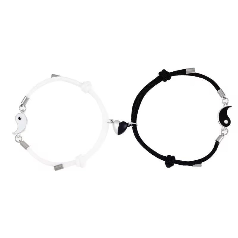 HLenyoy 2 Matching Yin Yang Bracelet Friendship Relationship Girlfriend Boyfriend Best Friend Bracelet Valentine's Day