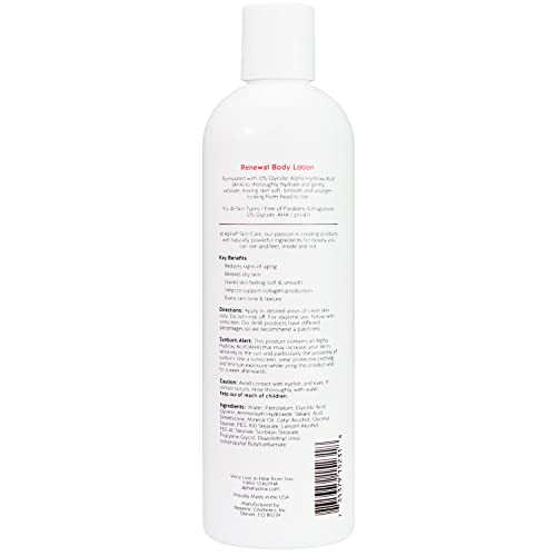 Alpha Skin Care Revitalizing Body Lotion with 12 Glycolic AHA, Simple