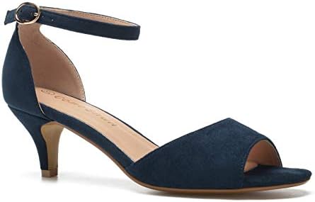 ComeShun Womens Pumps Shoes Ankle Strap Peep Toe Dress Pumps Dress Bridal Party Stilettos Low Kitten Heels