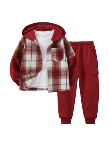 DDKIE 2 Piece Clothes for Boys Red Shirts Tops Cargo Jogger Pants 13-14Y at Amazon