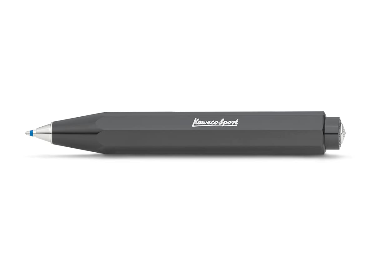 Kaweco SKYLINE SPORT Ball Pen Grey I Retractable Ballpoint Pen in Summery Design with Standard D1 Refills I Exclusive Biro 10.5 cm