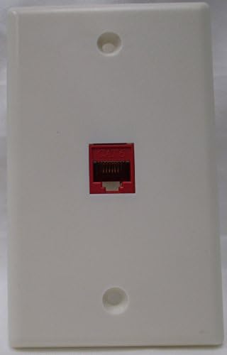 Nexhi® One port red CAT6 keystone jack in white wall plate