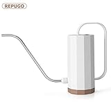 REPUGO Plastic Watering Can, Watering Can, Plant Watering Can with Long Spout, Modern Style Watering Pot, 1.2L/40 oz Small Watering Can for Outdoor Indoor House Garden Plants (White)