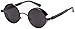 VIVIAN & VINCENT Vintage Hippie Retro Metal Round Circle Frame Sunglasses Black Frame Black Lens