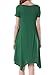 Invug Women Casual Loose Soft Crewneck Short Sleeve Pockets Swing T-shirt Zigzag Hem Dress Dark Green XXL