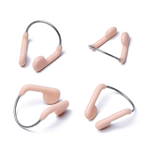 Valword 10 Pieces Waterproof Swimming Nose Clip Silicone Nose Protector for Training Protector Swimming Beginners, Adults Kids Using Training, Beige