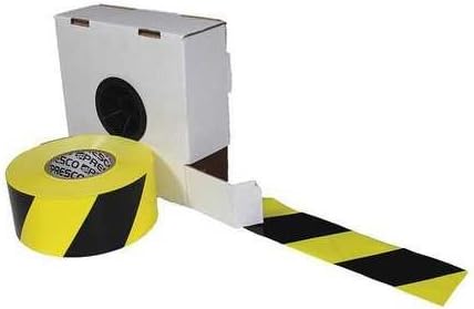 Barricade Tape w/Reel, Yellow/Blk, 1000 ft