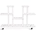 Giantex Rolling Flower Rack Wood Plant Stand on Wheels 6 Wood Shelves 12 Pots Bonsai Display Shelf Indoor Outdoor Yard Garden Patio Balcony Living Room Storage Rack Bookshelf Hollow Shelves (White)