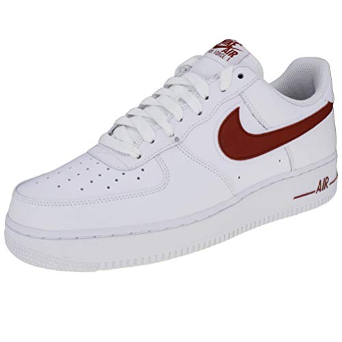 Nike Men's Air Force 1 '07 Shoes (10.5, White/Red)