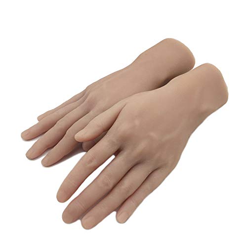 1 Pair Silicone Life Size Male Mannequin Hand Display Jewelry Bracelet Display Art Sketch with Bone
