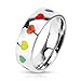 316L Stainless Steel Rainbow Hearts Dome Band Ring