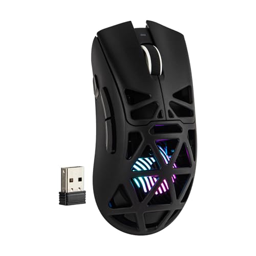 MechLands AULA SC620 Gaming Mouse, 2.4G/USB-C/BT Wireless Mouse with 400mAh Battery, Adjustable 12,000 DPI & 1000 Polling Rate, PAW3311 Sensor, RGB Lighting, Programmable Buttons, for Win/Mac (Black)