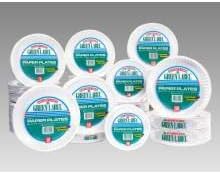 AJM Packaging White Uncoated Green Label Paper Plate, 9 inch -- 1000 per case.