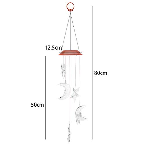 Gotian LED Solar Wind Chimes Outdoor Waterproof LED Changing Light Color Moon and Stars Wind Chime, Great for Brightening and Embellishing Your Balcony, Garden and Child Room