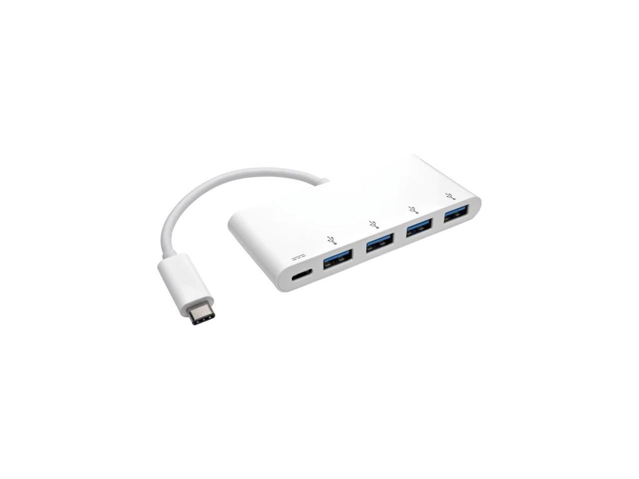 Tripp Lite 4-Port USB-C Hub with Power Delivery, USB-C to 4x USB-A Ports, USB 3.0, White (U460-004-4A-C)