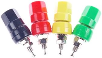XINY 4-pcs 30A Banana Sockets Speaker Cable Audio Amplifier Terminal M5x42 30A Copper terminal Banana plugs Red &amp; Black &amp; Yellow &amp; Green