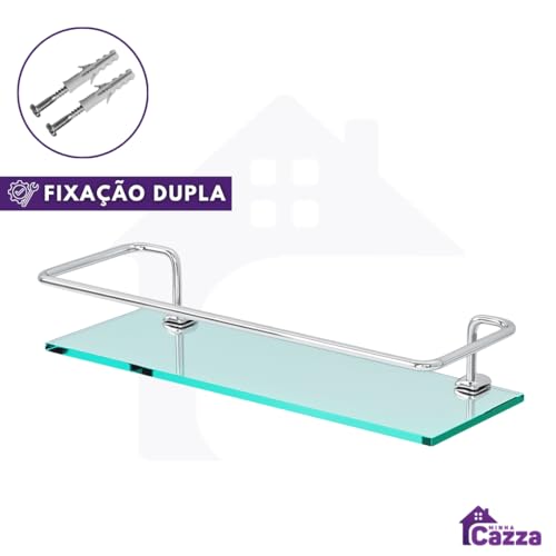 Kit 02 Porta Shampoo Suporte De Banheiro Shampoo Reto Vidro 6mm Acompanha Parafusos