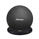 Trideer Ball Chair – Exercise Stability Yoga Ball with Base for Home and Office Desk, Ball Seat, Flexible Seating with Resistance Bands & Pump, Improves Balance, Back Pain, Core Strength & Posture