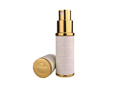 The Essential Atomizer Co. White & Gold Faux Croc 10ml Refillable Spray Perfume Travel Atomizer. Comes with a Funnel & Gift Box