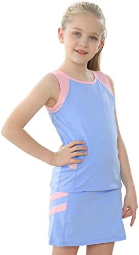 Willit Girls Tennis Golf Tank and Skirt Cotton Tennis Set Outfit Dress with Built in Shorts Willit Girls Tennis Golf Tank and Skirt Cotton Tennis Set Outfit Dress with Built in Shorts