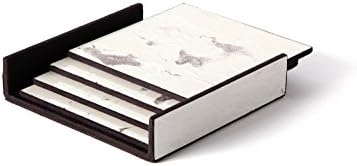 Carla Carstens White &amp; Taupe Gray Vintage Stone Marble Acrylic Coasters - Set of 4 | Home, Kitchen Bar, Restaurant Decor Coasters with Holder