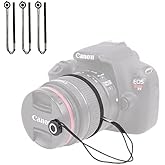 Foto&amp;Tech Camera Lens Cap Leash with Elastic String, Compatible with Universal DSLR SLR Evil Mirrorless Cameras Video (x3)