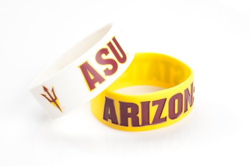 NCAA Arizona State Sun Devils Silicone Rubber Bracelet Set, 2-Pack