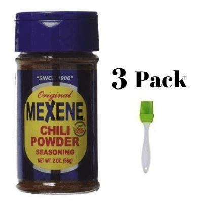 Mexene Original Chili Powder Seasoning - 2 Oz (Pack of 3) Bundled with Silicone Basting Brush in a Prime Time Direct Sealed Bag