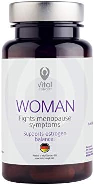 Vital Concept Woman - Effective Menopause Support. 100 mg Isoflavone. Extracts from Soy, Red Clover, Rhodiola Rosea. Helps with Hot Flashes, Insomnia, Night Sweats, Headaches. 60 Caps, 30 Days