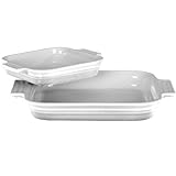 Le Creuset Stoneware 1-1/4-Quart Rectangular Baker with Bonus 16-Ounce Rectangular Baker, White