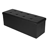 Songmics 110 x 38 x 38 cm Baúl Puff Taburete para almacenaje Plegable Carga máxima de 300 kg Negro LSF701