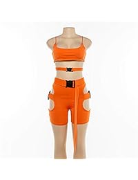 Body sexy de 2 piezas para mujer, sin mangas, sin tirantes, con parte superior y pantalones cortos