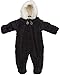 DKNY Baby Girls' Pram Jumpsuit - Quilted Polar Fleece Lined Snowsuit Coveralls (0-24M), Size 3-6 Months, Black