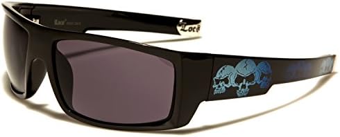 New Locs Rectangle Style - Black or White Frame with Skull Design and Dark Lenses - SDK SUNGLASSES - 100% UV400 UVA UVB Protection - Men Women Unisex - Solid Rap Gangsta Rock Star Fashion Shades