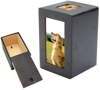 Pet Urn Box - Dog Pet Urn - Pet Dog Cat Cremation Urn Memorial Keep Sake Peaceful Photo Box Rectangle Black (Cat Pet Urn)