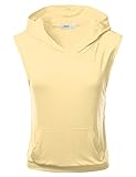J.TOMSON Women's Basic Sleeveless Hoodie Vest Tank Top with Kangaroo Pocket
