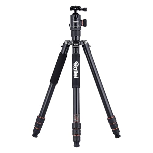 Rollei C6i Stativ Kamera Schwarz, 171,5 cm Fotostativ aus Aluminium Kompaktes Dreibeinstativ mit Kugelkopf & Tasche Arca Swiss Kompatibel für DSLR Tripod mit Monoppod Funktion, Kamera-Stativ-Tripod