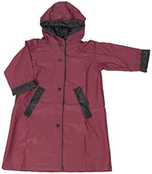 Fit Rite Boys Girls Hooded Waterproof Long Raincoat Full Length Rain Jacket For children and Toddler With Reflective Stripes (10/12-Years, Burgundy)