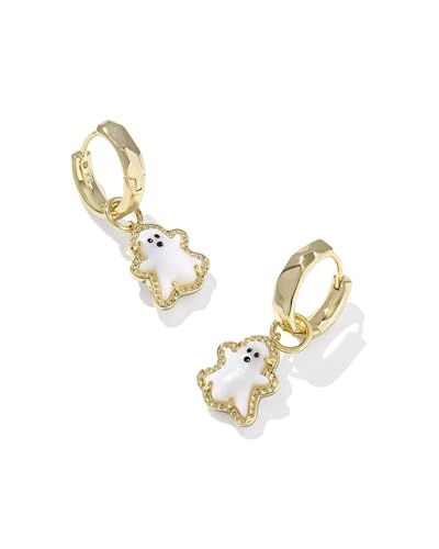 Kendra Scott Ghost Huggie Earrings, 14K Gold-Plated Brass, Fashion Jewelry for Women, White Mother Of Pearl