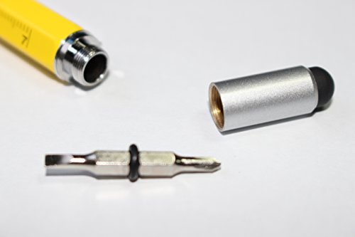 6 in 1 Multitool Pen with Gift Box - Includes 1 Ballpoint Pen, Universal Stylus Pen, Ruler,Flat and Phillips Screwdriver Bit, Level Gauge - The Perfect Multi-Function Gadget (Yellow) - Thumbnail 6
